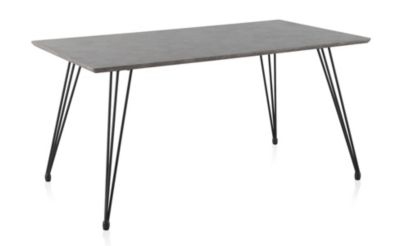 Table en mélamine effet ciment avec pieds en métal 160x90