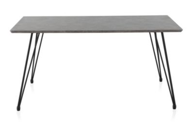 Table en mélamine effet ciment avec pieds en métal 160x90