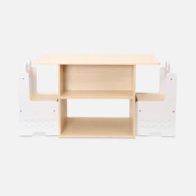 Table enfant + 2 chaises. avec étagères. blanc