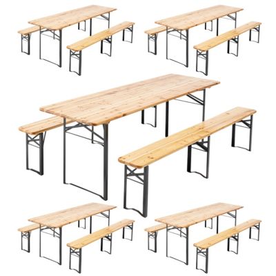 Table et bancs bois Brasserie 220 cm - Lot de 5  Oviala