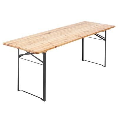 Table et bancs bois Brasserie 220 cm - Lot de 5  Oviala