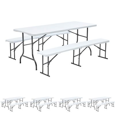 Table et bancs pliants 8 places - Lot de 5  Oviala