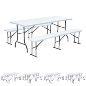 Table et bancs pliants 8 places - Lot de 5  Oviala