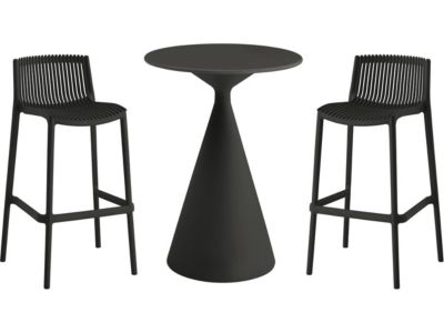 Table et chaises hautes de jardin bistrot empilables 
