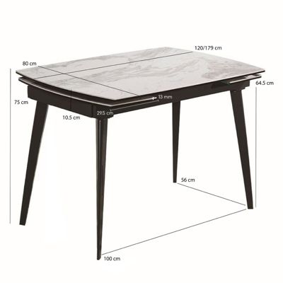 Table extensible 120-179 cm céramique blanc marbré - FLORIDA