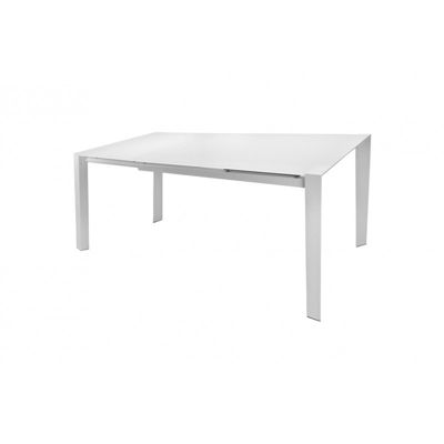 Table extensible 120 à 180 cm plateau verre blanc - LUCIOLE