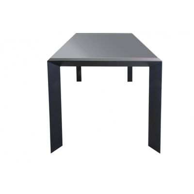 Table extensible 120 à 180 cm plateau verre gris et piétement acier - MYSTIC