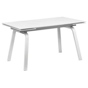 Table extensible 140-200 cm céramique blanc marbré et métal - TOSHIRO