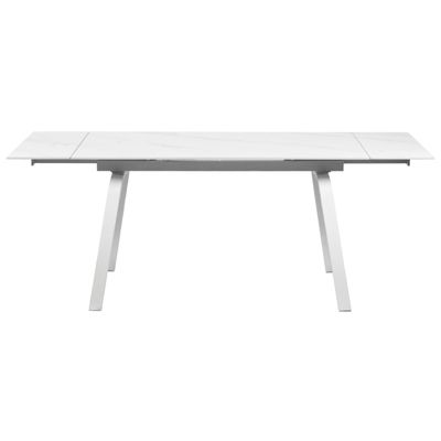 Table extensible 140-200 cm céramique blanc marbré et métal - TOSHIRO