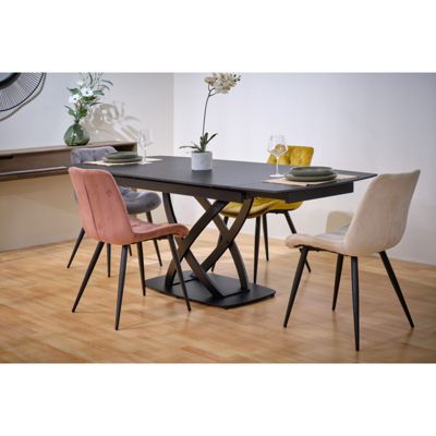 Table extensible 140-200 cm céramique gris foncé et métal - MORIARTY