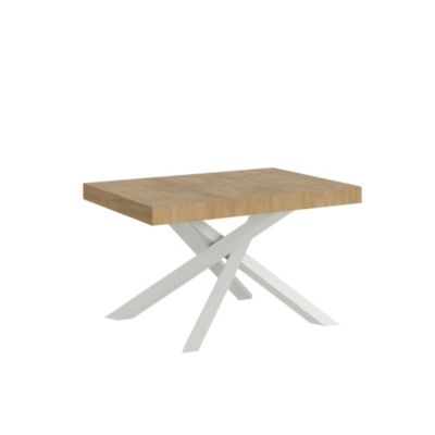 Table Extensible 140/244X90 Cm Volantis Premium Chêne Naturel Pieds Blancs