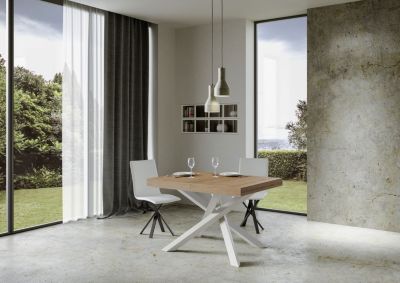 Table Extensible 140/244X90 Cm Volantis Premium Chêne Naturel Pieds Blancs