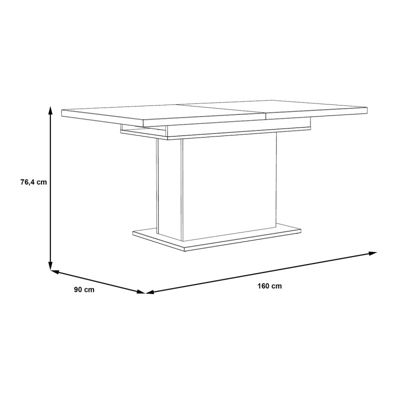 Table extensible 160 à 200 cm blanc mat et décor bois clair - LEANE