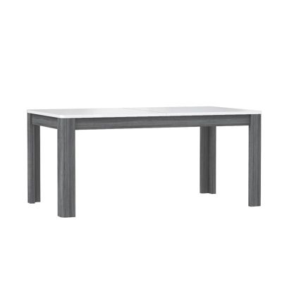 Table extensible 160 à 206 cm blanc laqué décor bois gris - ALEXIANE