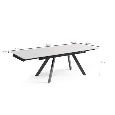 Table extensible 160-240 cm céramique blanc 4 pieds inclinés - OREGON 08