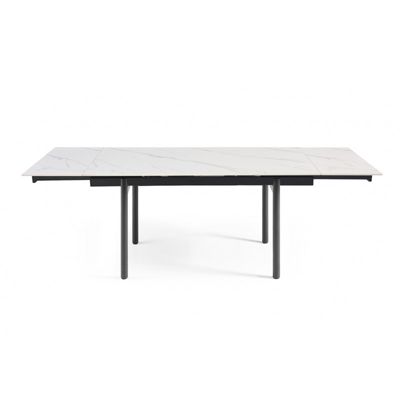 Table extensible 160-240 cm céramique blanc marbré pieds droits - NEVADA 09