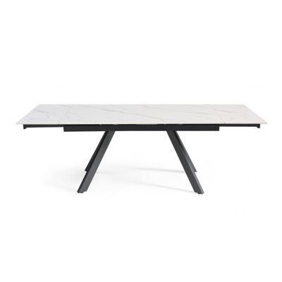 Table extensible 160-240 cm céramique blanc marbré pieds inclinés - NEVADA 08