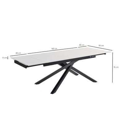 Table extensible 160-240 cm céramique blanc pied torsadé - OREGON 05