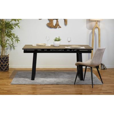 Table extensible 160-240 cm céramique effet bois pieds luge - TEXAS 02