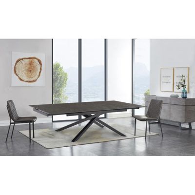 Table extensible 160-240 cm céramique gris foncé pied torsadé - UTAH 05