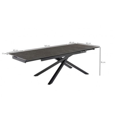 Table extensible 160-240 cm céramique gris foncé pied torsadé - UTAH 05