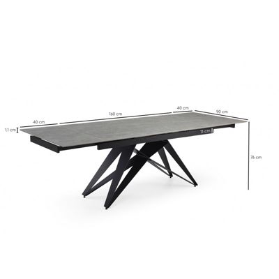 Table extensible 160-240 cm céramique gris marbré pied géométrique - ARIZONA 03