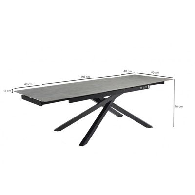 Table extensible 160-240 cm céramique gris marbré pied torsadé - ARIZONA 05