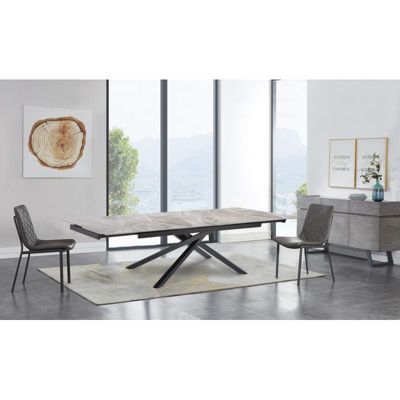 Table extensible 160-240 cm céramique gris marbré pied torsadé - DAKOTA 05