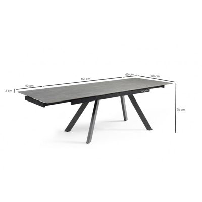 Table extensible 160-240 cm céramique gris marbré pieds inclinés - ARIZONA 08