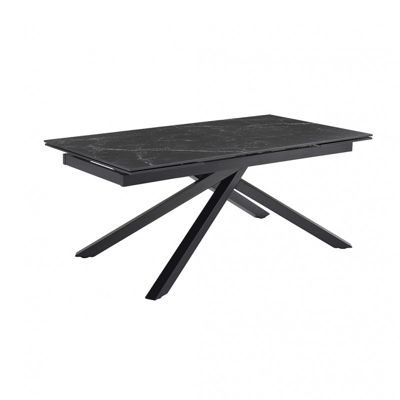 Table extensible 160-240 cm céramique noir marbré pied torsadé - INDIANA 05