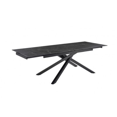 Table extensible 160-240 cm céramique noir marbré pied torsadé - INDIANA 05