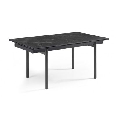 Table extensible 160-240 cm céramique noir marbré pieds droits - INDIANA 09