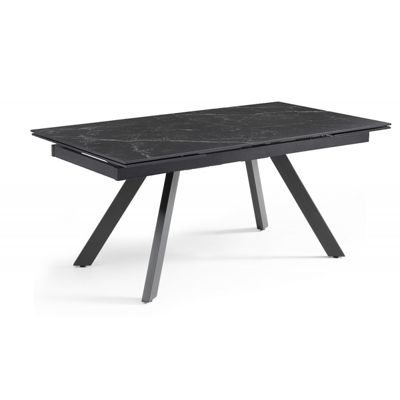 Table extensible 160-240 cm céramique noir marbré pieds inclinés - INDIANA 08