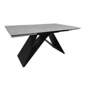 Table extensible 160-240 cm en céramique gris clair effet béton - LIMA