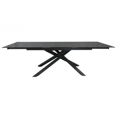 Table extensible 160 à 240 cm plateau en verre gris pieds étoile - ESTRELLA