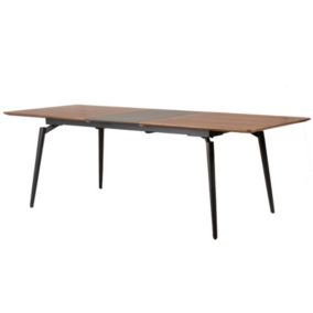 Table extensible 180 à 230 cm plaquée en noyer et pieds métal - CARSON