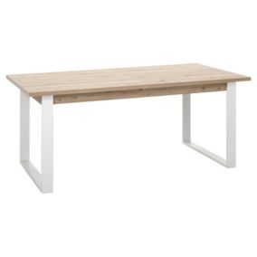 Table extensible 180 à 240 cm décor chêne pieds métal blanc - VERONICA