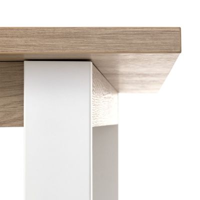 Table extensible 180 à 240 cm décor chêne pieds métal blanc - VERONICA