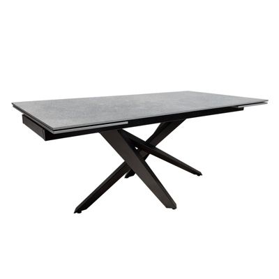 Table extensible 180 à 260 cm céramique gris béton pieds métal - OPUS