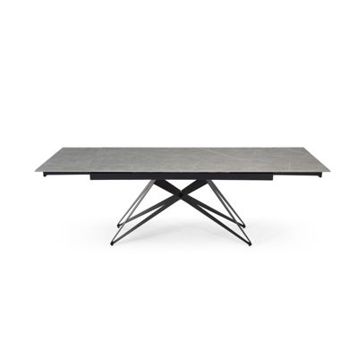 Table extensible 180-260 cm céramique gris marbré pied géométrique - ARIZONA 03