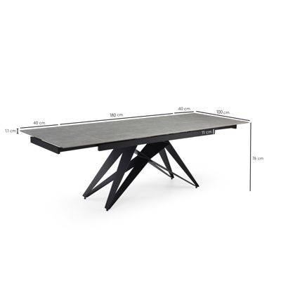 Table extensible 180-260 cm céramique gris marbré pied géométrique - ARIZONA 03