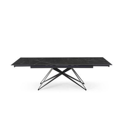 Table extensible 180-260 cm céramique noir marbré pied géométrique - INDIANA 03