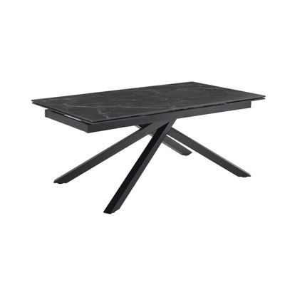 Table extensible 180-260 cm céramique noir marbré pied torsadé - INDIANA 05