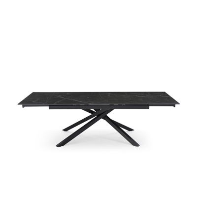 Table extensible 180-260 cm céramique noir marbré pied torsadé - INDIANA 05