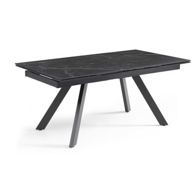 Table extensible 180-260 cm céramique noir marbré pieds inclinés - INDIANA 08