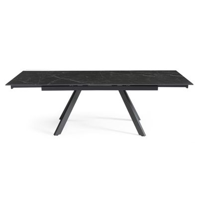 Table extensible 180-260 cm céramique noir marbré pieds inclinés - INDIANA 08