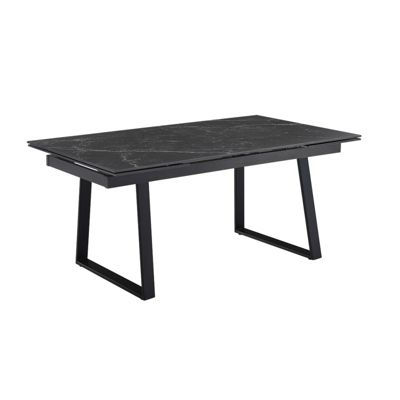 Table extensible 180-260 cm céramique noir marbré pieds luge - INDIANA 02