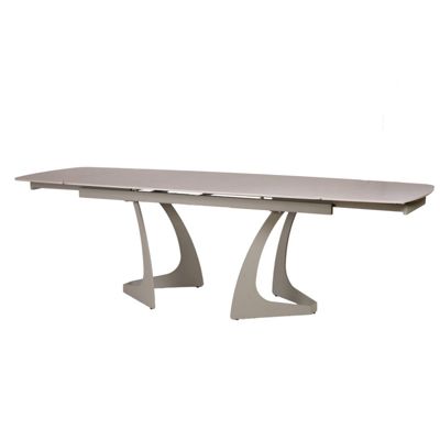 Table extensible 180 à 260 cm en céramique gris pieds taupe - VALMONT