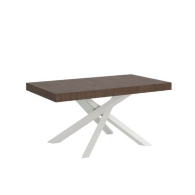 Table Extensible 180/284X90 Cm Volantis Noyer Pieds Blancs