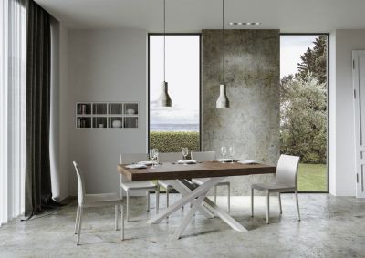 Table Extensible 180/284X90 Cm Volantis Noyer Pieds Blancs